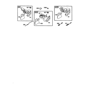 Control Bracket Diagram and Parts List for 121602-0190  Briggs and Stratton Engine